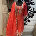 Silk Suit with Leather work