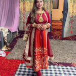 Red and Rust Anarkali Dress